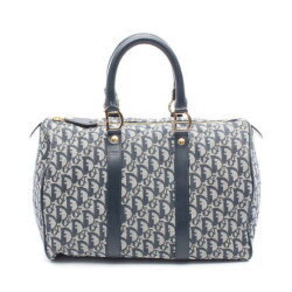 Christian Dior Trotter Tote Bag Leather Navy Blue - Picture 1 of 8